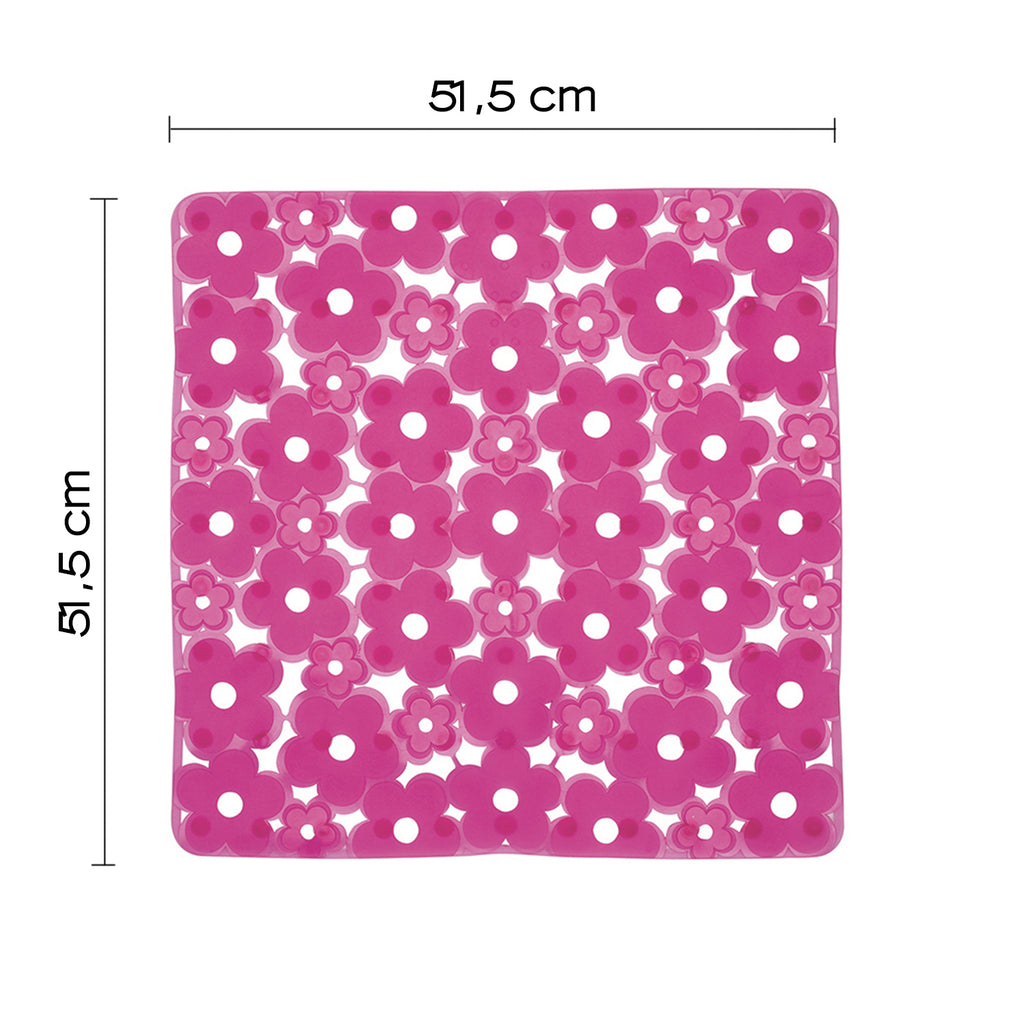 Tappeto antiscivolo doccia 53x53 in PVC modello Margherita di Gedy - Fucsia