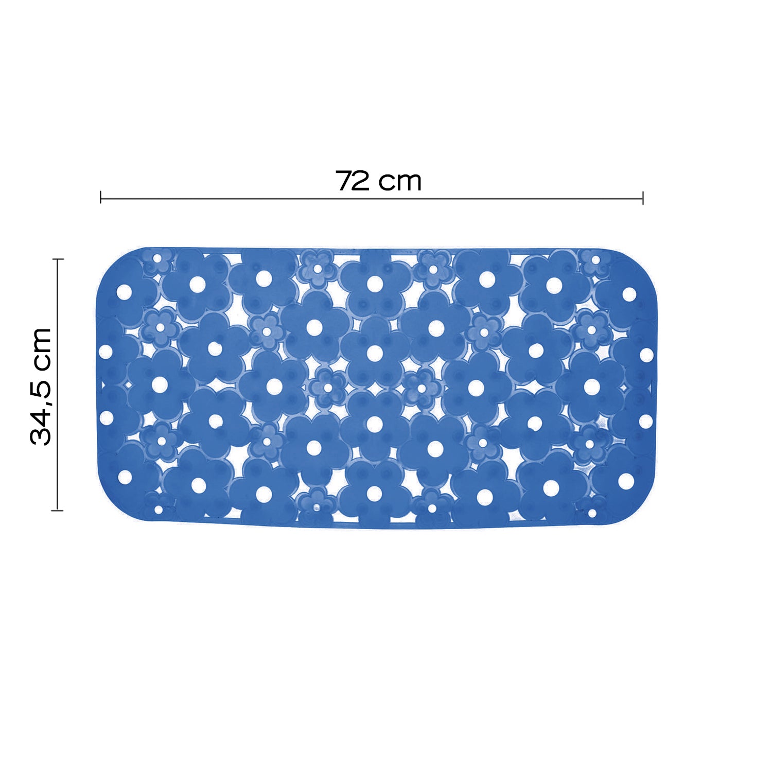 Tappeto antiscivolo vasca 73x35 in PVC modello Margherita di Gedy - Azzurro