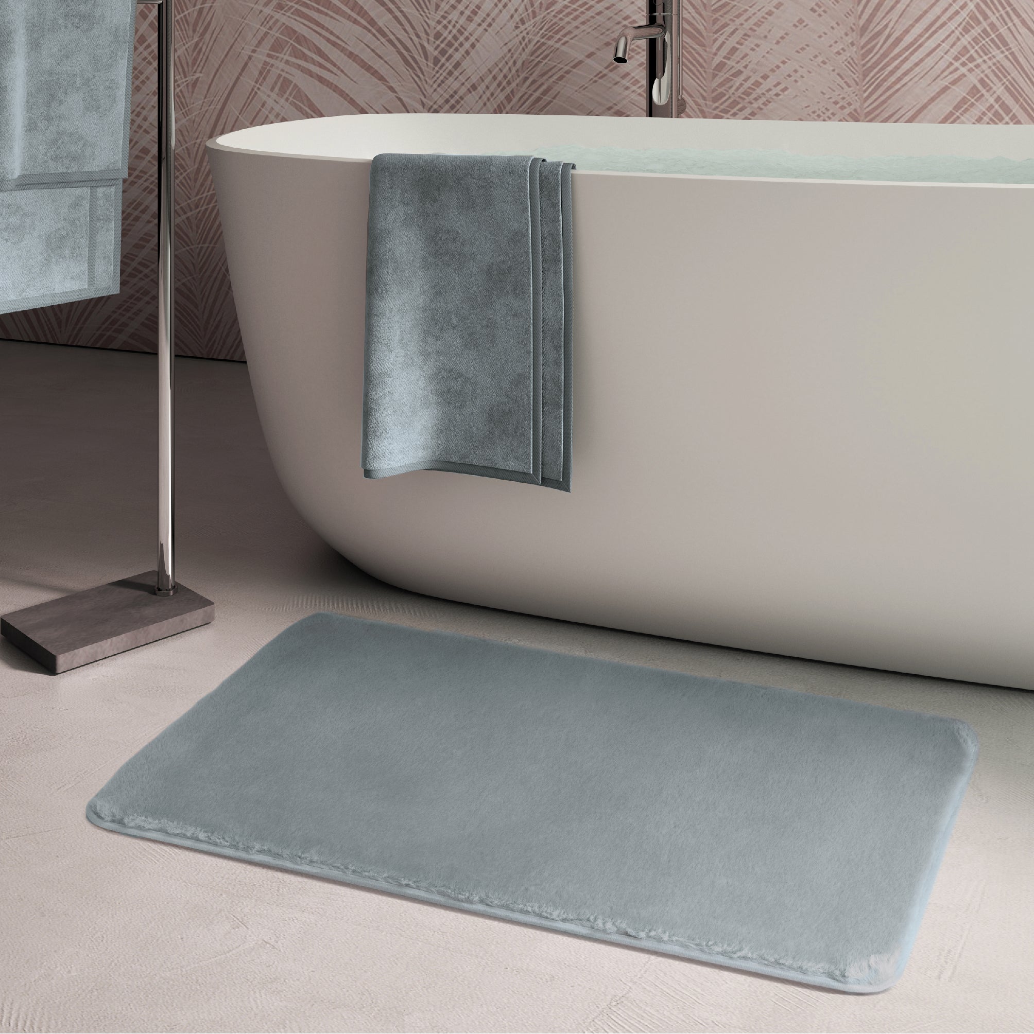 Tappeto bagno 40x60 cm modello Fuzzy di Gedy - Grigio