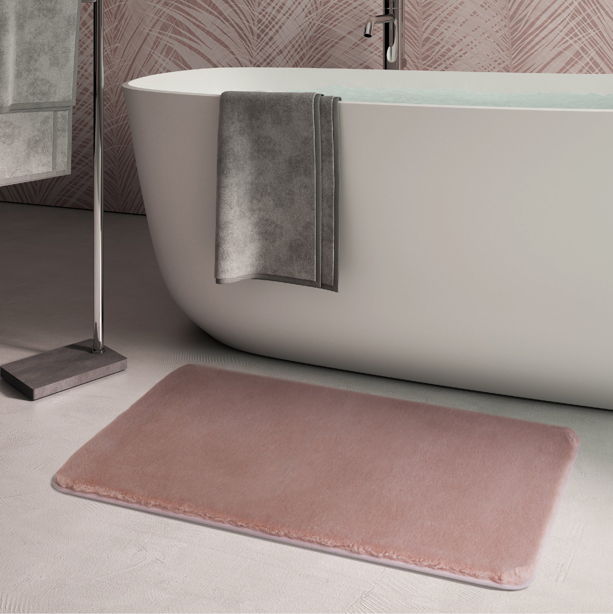 Tappeto bagno 50x80 cm modello Fuzzy di Gedy - Rosa