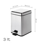 2209-13 Portarifiuti quadrato Gedy Argenta 3 lt. in acciaio inox cromato lucido cm 16