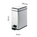 Portarifiuti rettangolare Gedy Argenta 5 lt. in acciaio inox cm 14x29