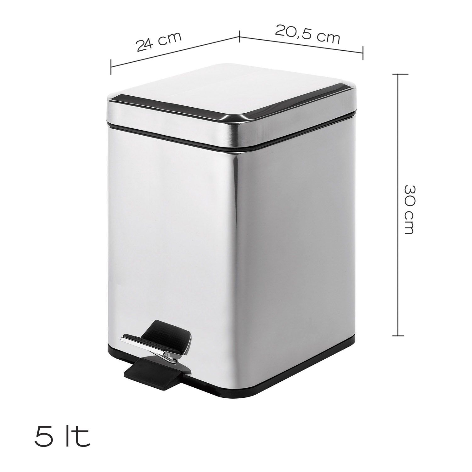 Portarifiuti quadrato Gedy Argenta 5 lt. in acciaio inox cm 20
