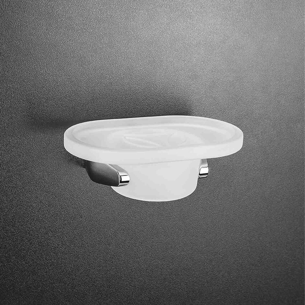 Porta sapone in ottone e vetro acidato collezione Road di Colombo Design