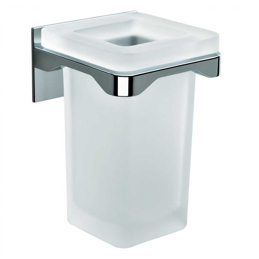 Porta spazzolini da bagno in ottone cromato  Colombo Design collezione Forever con fissaggio ad Incollo 3M