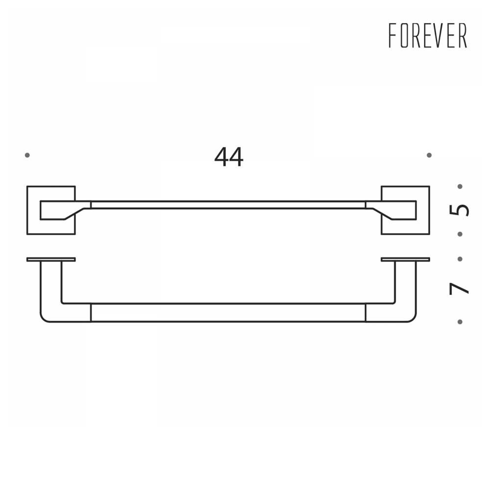 Porta salviette da bagno cm 44 in ottone cromato  Colombo Design collezione Forever con fissaggio ad Incollo 3M