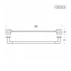 Porta salviette da bagno cm 59 in ottone cromato  Colombo Design collezione Forever con fissaggio ad Incollo 3M