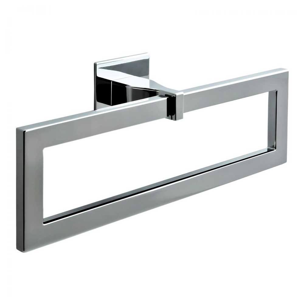 Porta salviette da bagno ad anello da cm 25  in ottone cromato  Colombo Design collezione Forever con fissaggio ad Incollo 3M