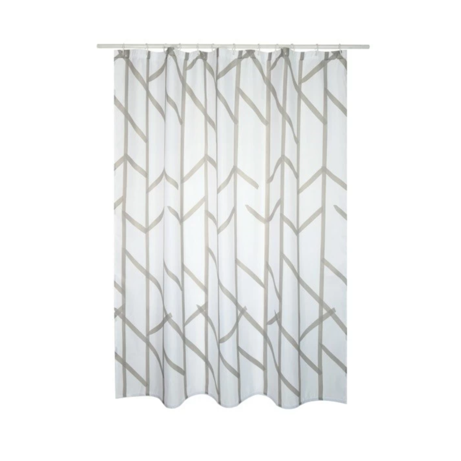 Tenda da doccia anti-muffa in poliestere 100%  Taupe e bianco collezione ARBRE