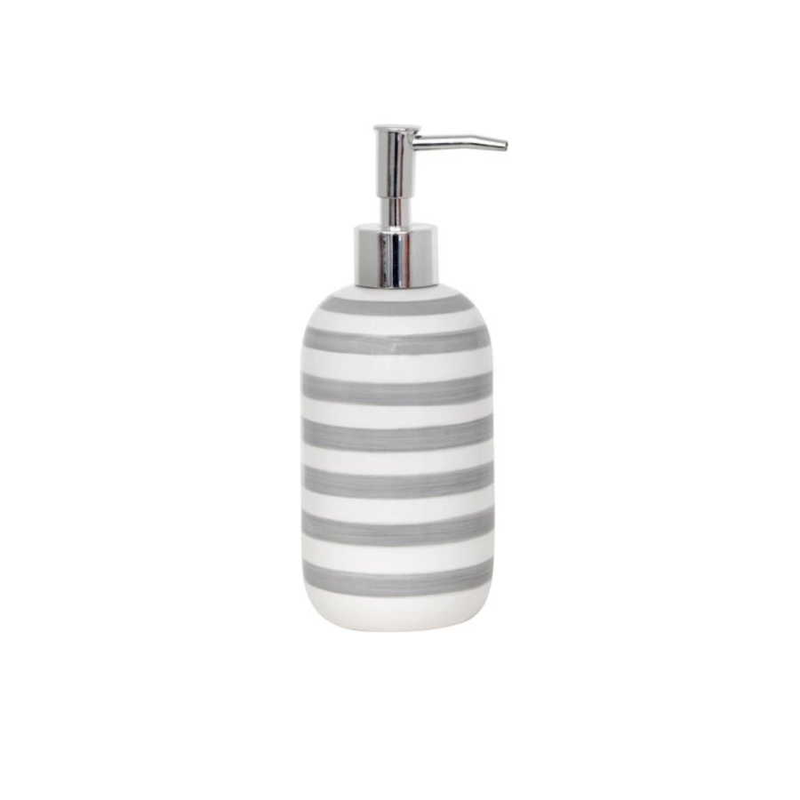 Dispenser Porta Sapone in ceramica di colore bianco/grigio collezione DELIA