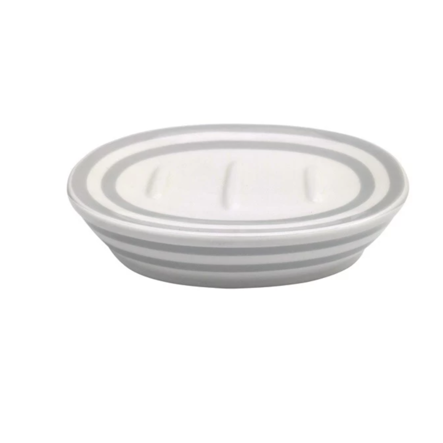 Porta Sapone in ceramica di colore bianco/grigio collezione DELIA