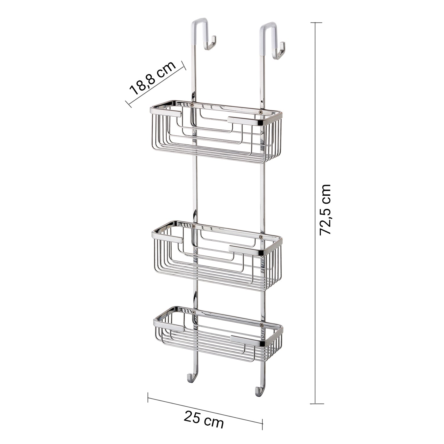 Portaoggetti doccia appendibile a 3 ripiani in Ottone modello Apollo di Gedy - Cromato