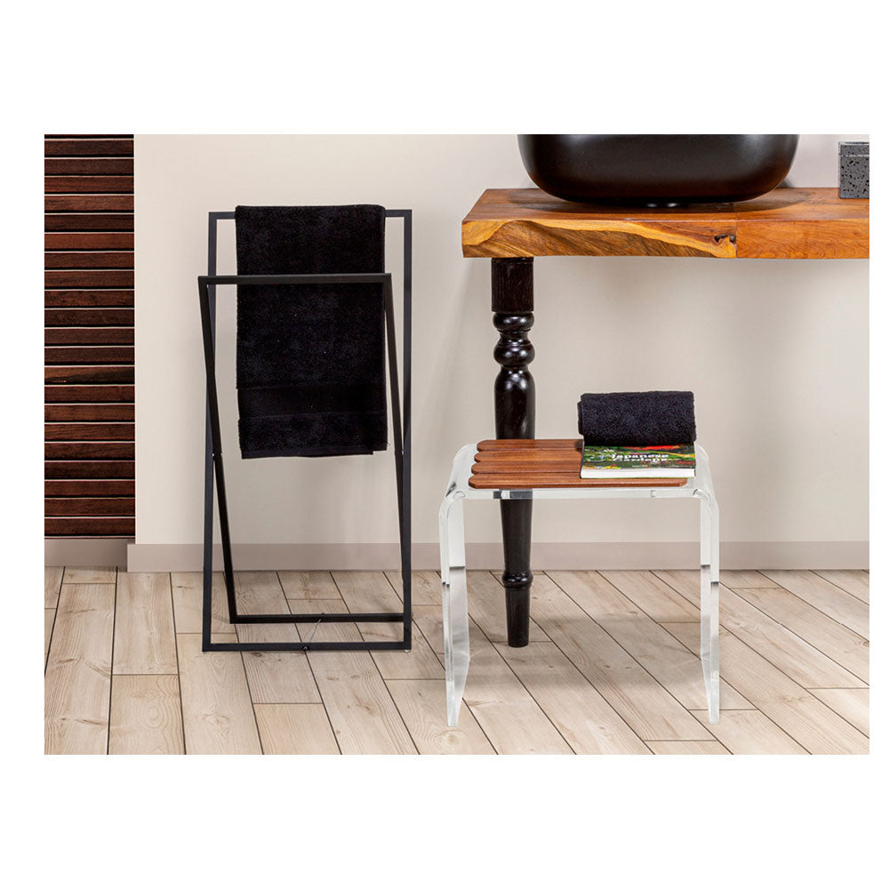 Sgabello 'Tancho Stool' con seduta in legno Teak by Cipi cm 30 x 36 x 48h