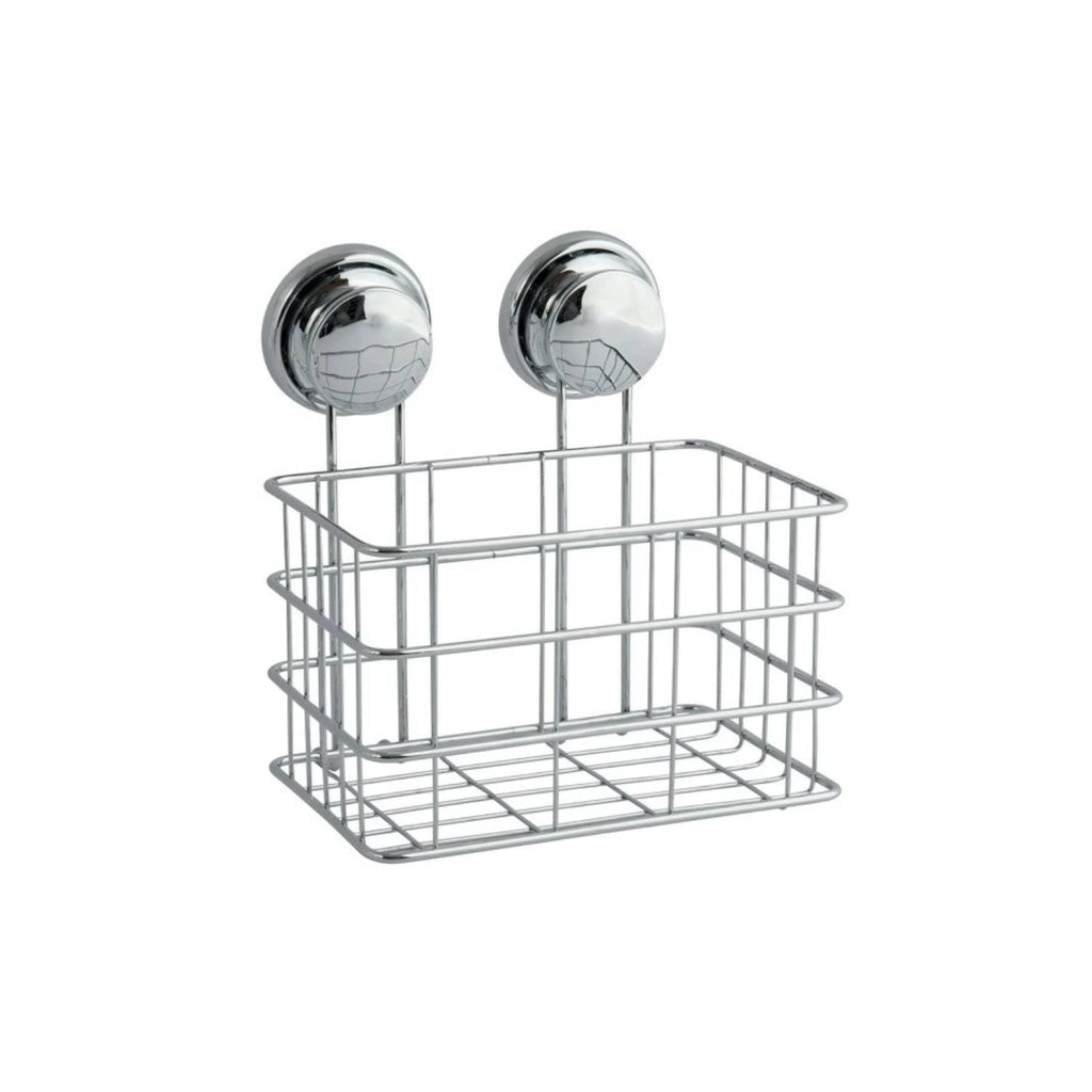 Mensola doccia cestino con ventosa in acciaio colore cromato