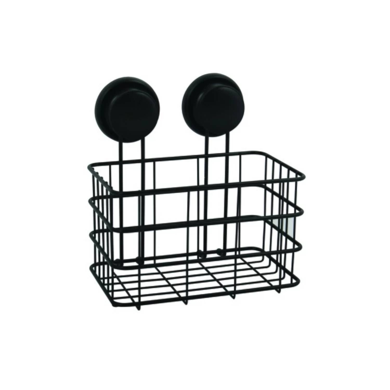 Mensola doccia cestino con ventosa in acciaio colore nero