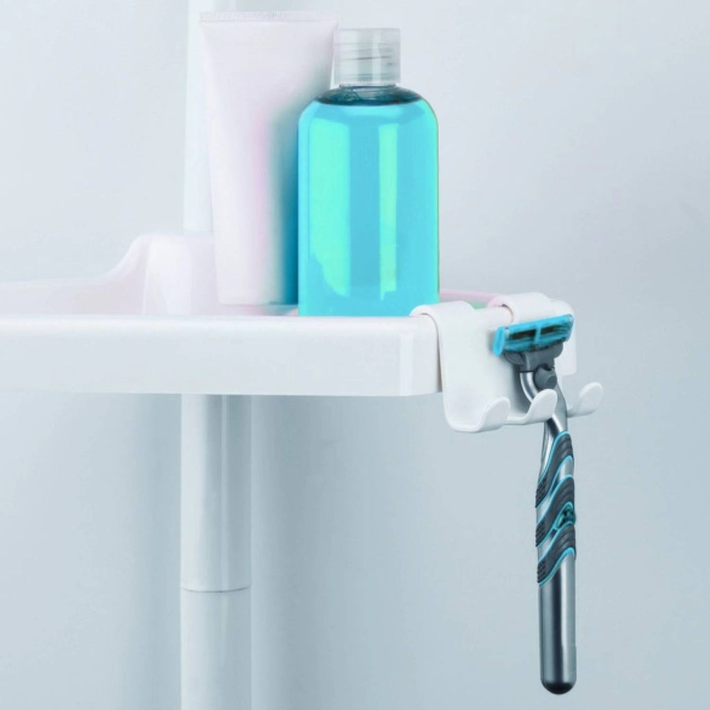 Mensola doccia angolare 4 ripiani in plastica di colore bianco