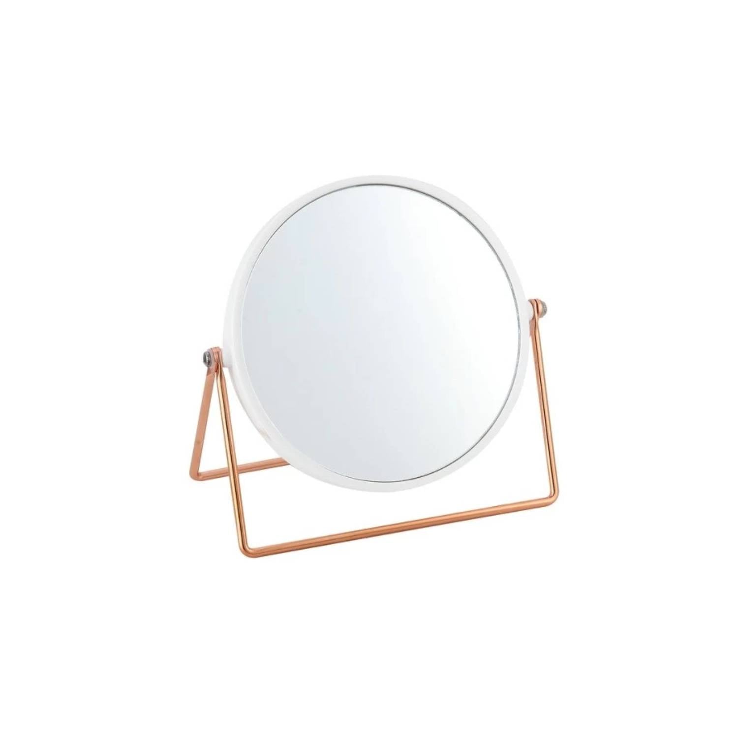 Specchio ingranditore da tavolo effetto rame e bianco