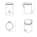 Cestino bagno da terra in acciaio inox  lucido della collezione 'Architect' by Cosmic cm 22x24