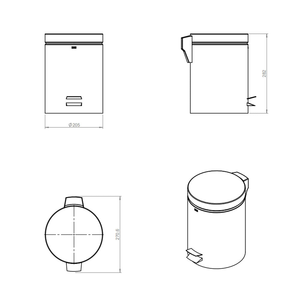 Cestino bagno da terra in acciaio inox  lucido della collezione 'Architect' by Cosmic cm 26
