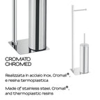Piantana in Acciaio Inox con portarotolo e scopino Gedy serie Trilly - Cromato