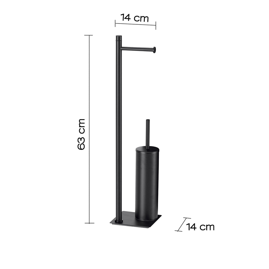 Piantana in Acciaio Inox con portarotolo e scopino Gedy serie Trilly - Nero Matt