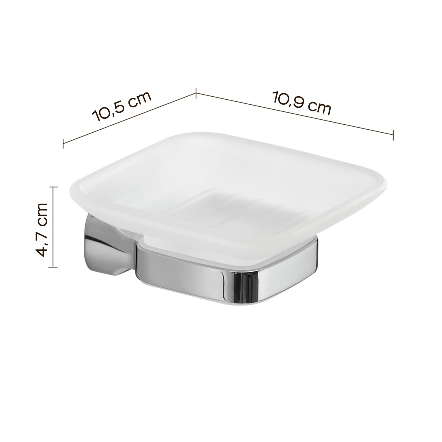 Portasapone a parete in Acciaio Inox e Vetro Satinato Gedy serie Stelvio - Cromato