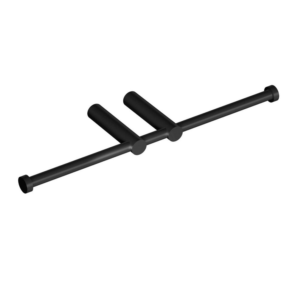 Porta rotolo doppio sospeso in acciaio inossidabile della collezione 'Logic' by Cosmic - Nero