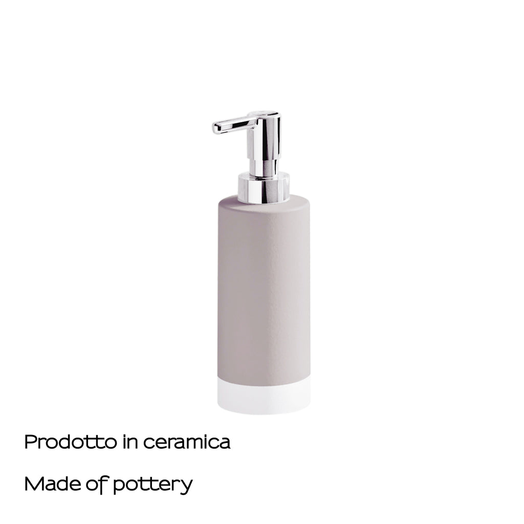 Dispenser sapone in ceramica con erogatore cromato Gedy serie New Mizar - Tortora Chiaro