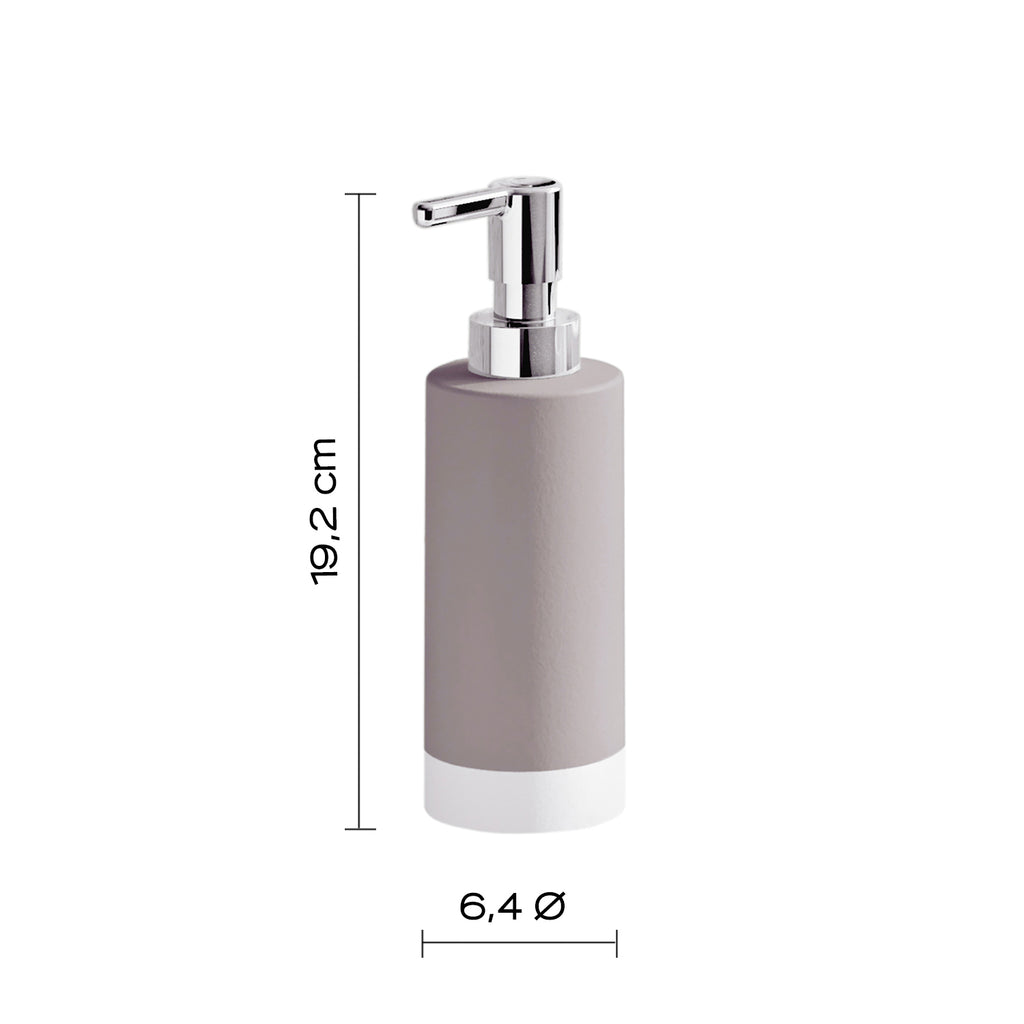 Dispenser sapone in ceramica con erogatore cromato Gedy serie New Mizar - Tortora