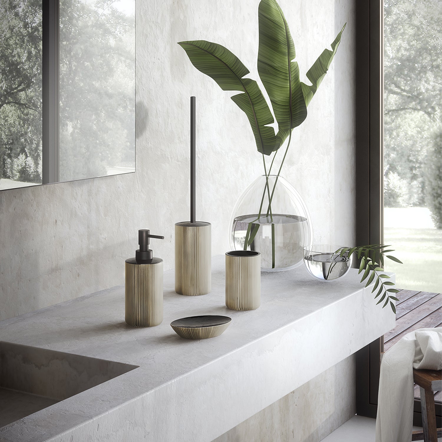 Portasapazzolini in ceramica Gedy serie Naomi - Nero