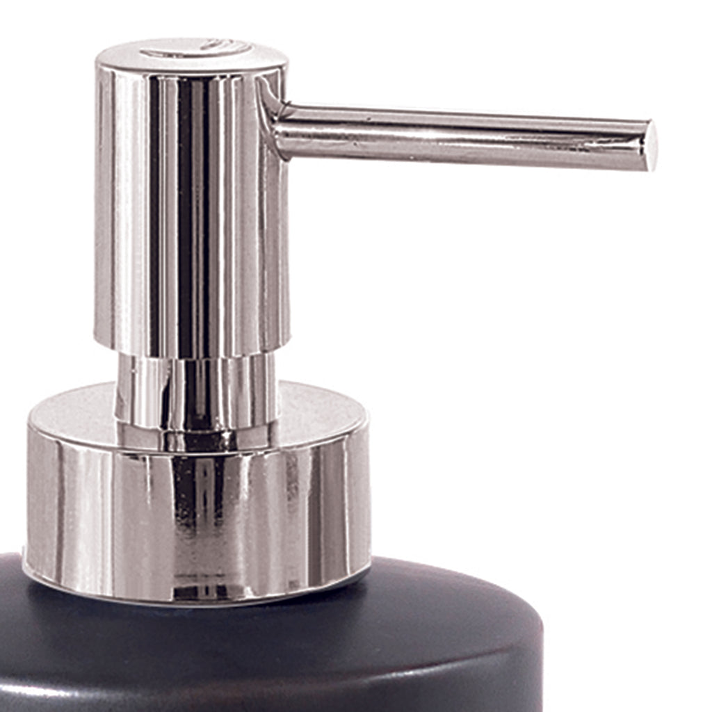 Dispenser sapone in ceramica e sughero con erogatore cromato Gedy serie Ilary - Nero