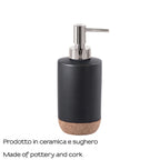 Dispenser sapone in ceramica e sughero con erogatore cromato Gedy serie Ilary - Nero