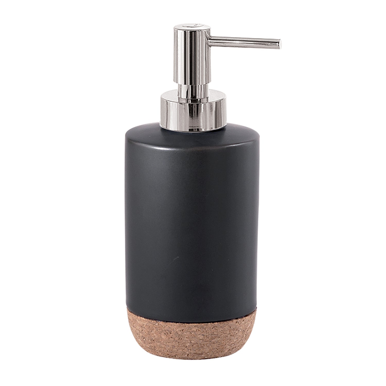 Dispenser sapone in ceramica e sughero con erogatore cromato Gedy serie Ilary - Nero