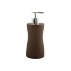 Dispenser Porta Sapone in ceramica di colore chocolat con erogatore cromo collezione Athena