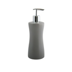 Dispenser Porta Sapone in ceramica di colore grigio con erogatore cromo collezione Athena