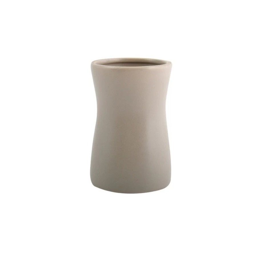 Bicchiere Portaspazzolino in ceramica di colore tortora  collezione Athena