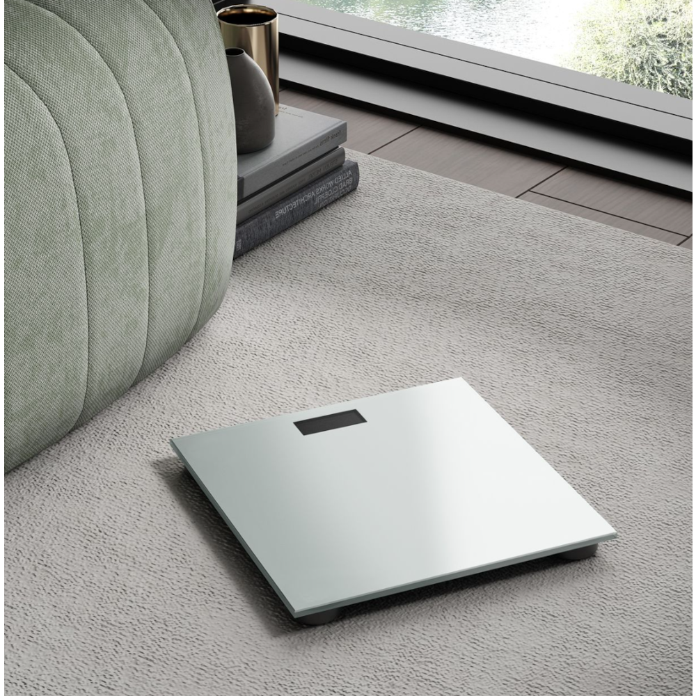 Bilancia pesapersone 28x28cm in vetro bianco collezione CRYSTAL a marchio GEDY