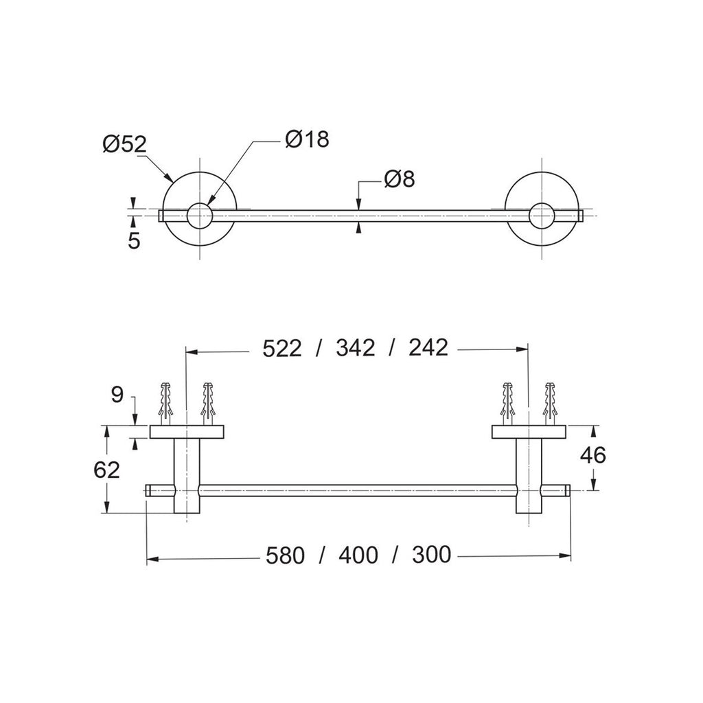 Portasalviette serie Arte 40 cm in ottone bronzo