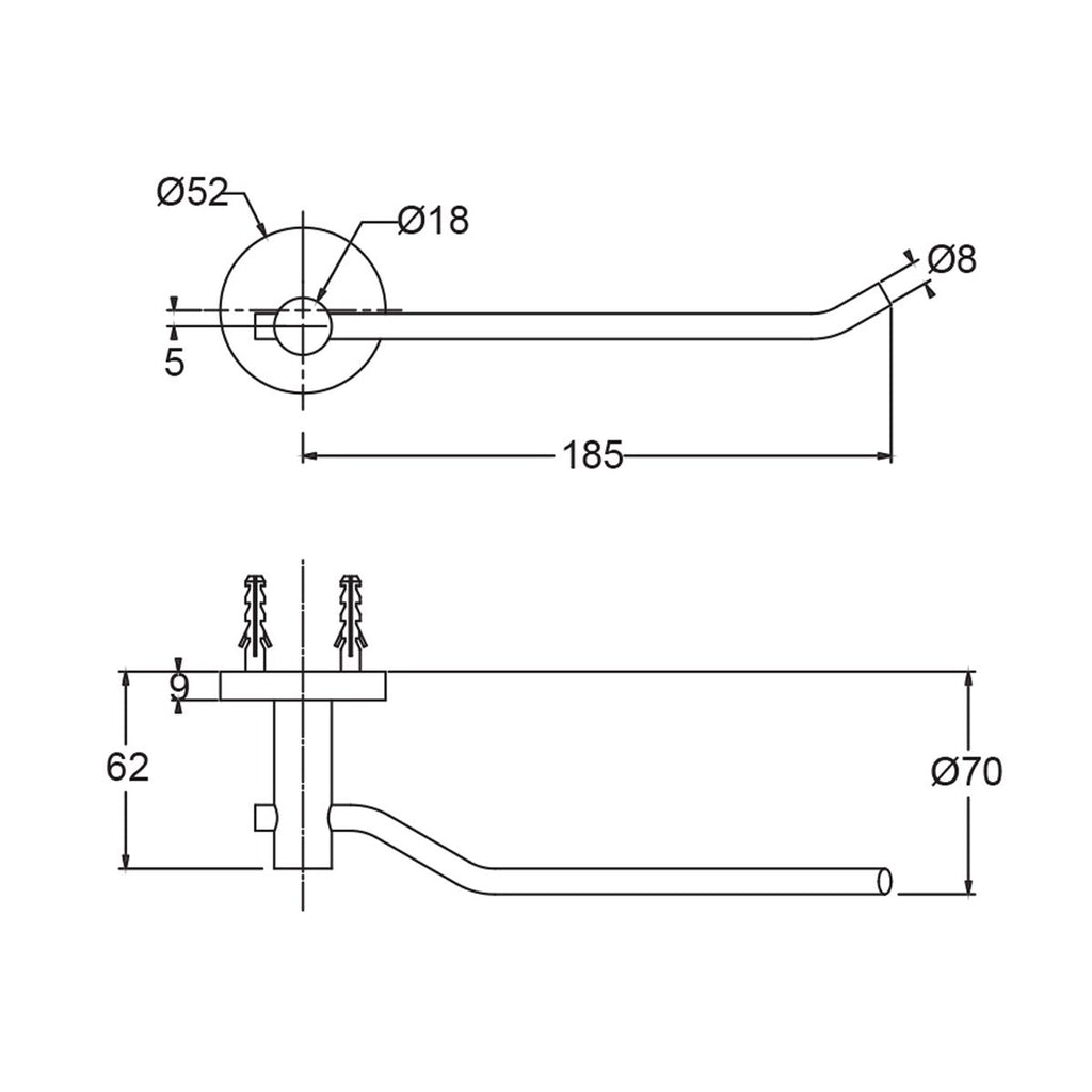Portarotolo serie Arte con attacco singolo in ottone bianco