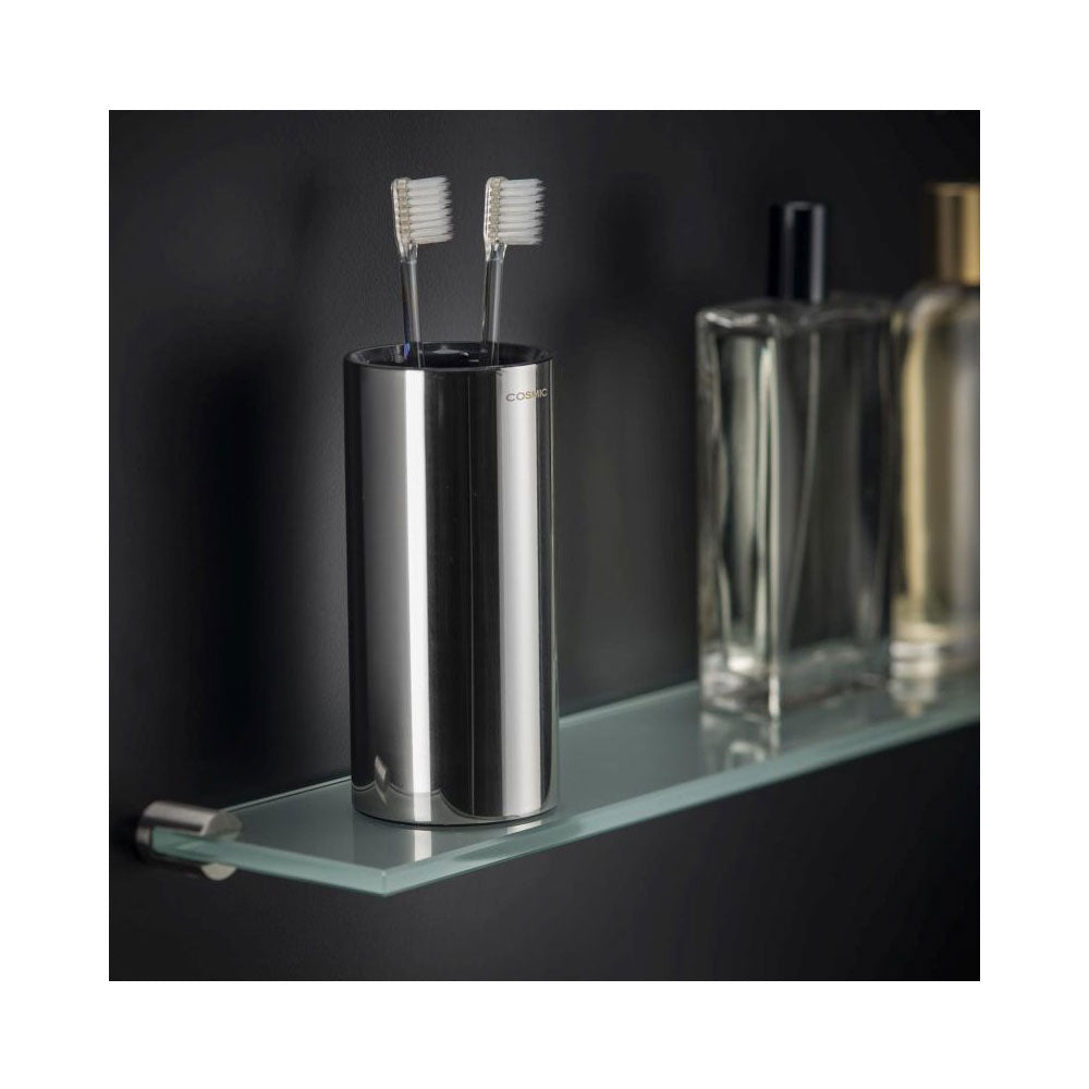 Bicchiere porta spazzolino da appoggio in ottone della collezione 'Black & White' by Cosmic - Lucido