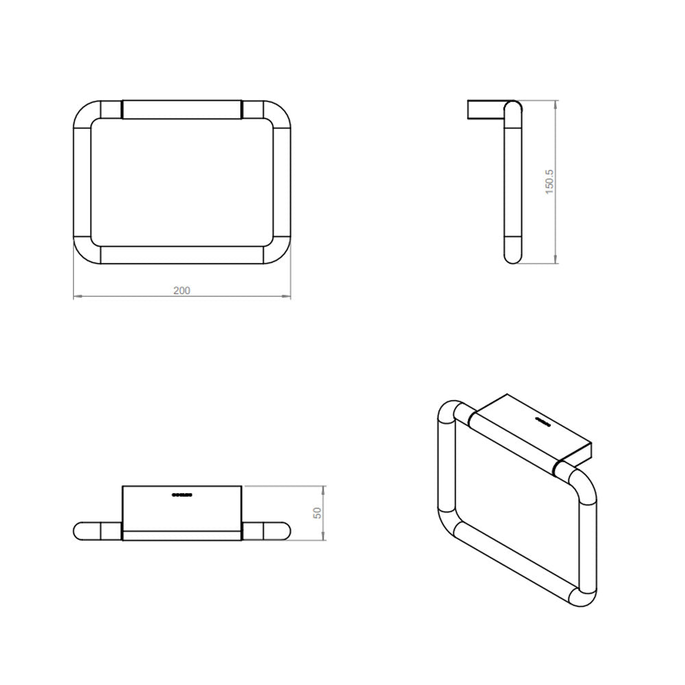 Porta asciugamani sospeso in ottone della collezione 'Project' by Cosmic 15 cm - Cromato