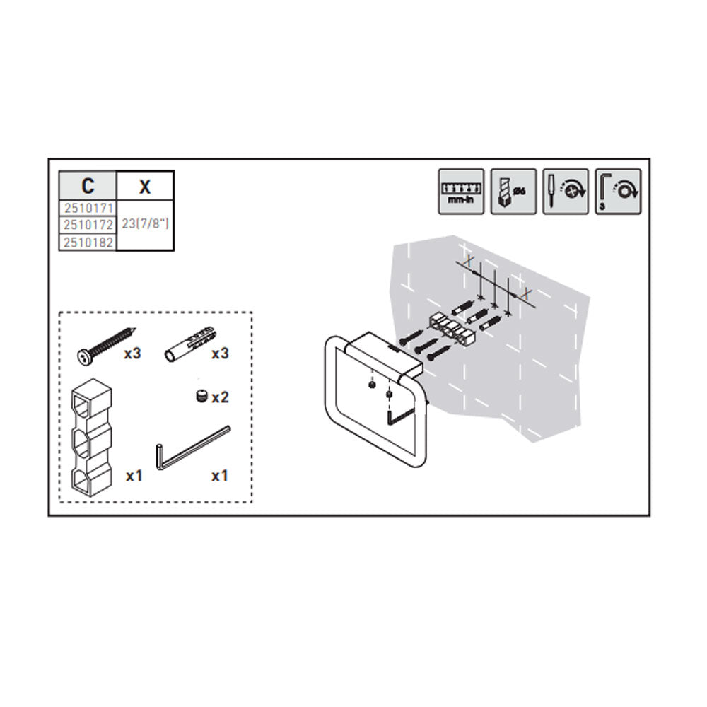 Porta asciugamani sospeso in ottone della collezione 'Project' by Cosmic 15 cm - Cromato