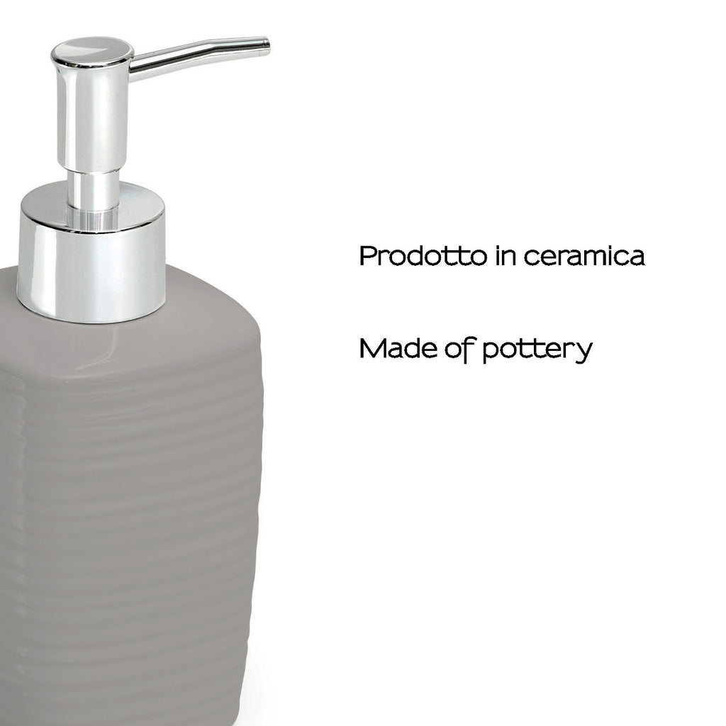 Dosasapone in ceramica con erogatore cromato Gedy serie Kelly - Grigio