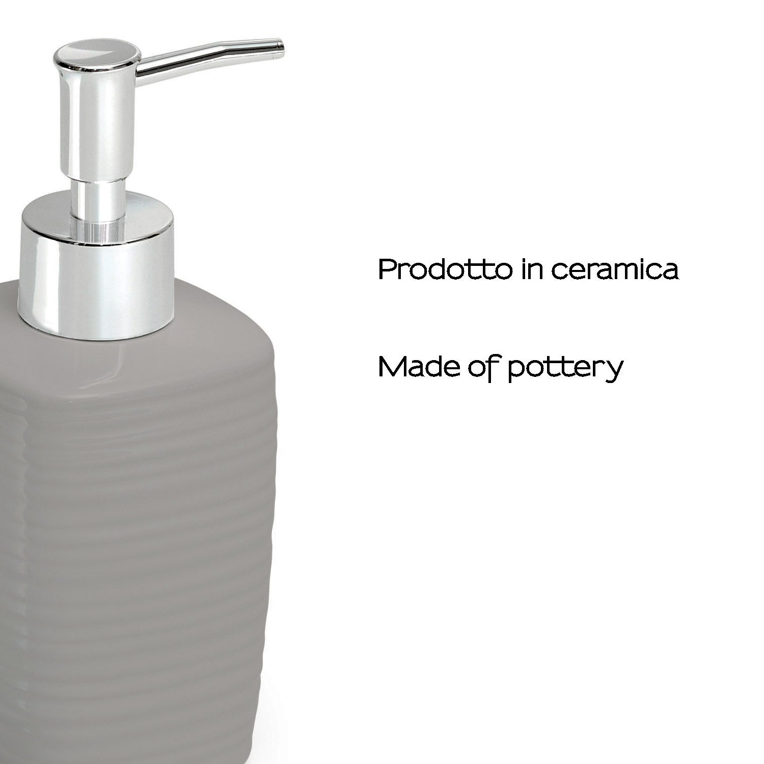 Dosasapone in ceramica con erogatore cromato Gedy serie Kelly - Grigio