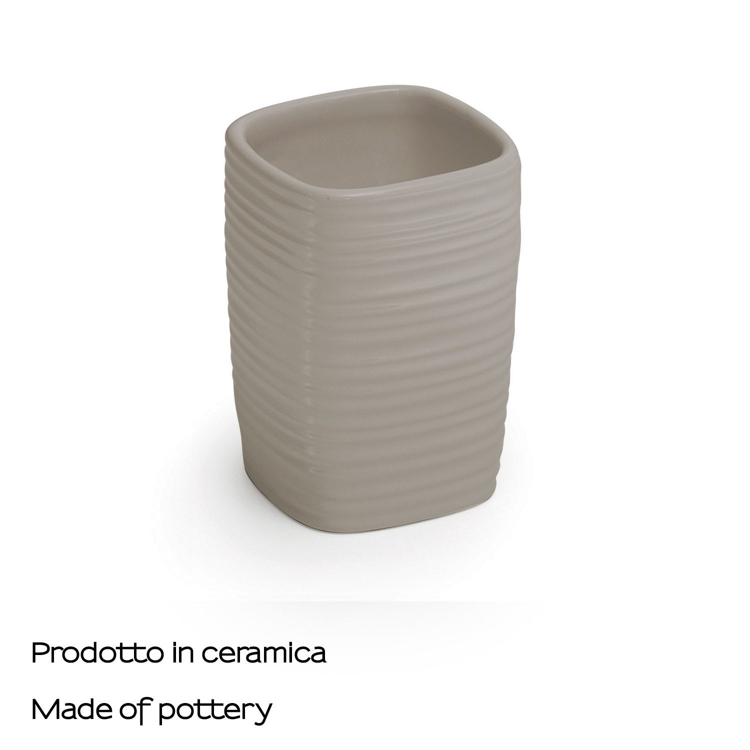 Portaspazzolini in ceramica Gedy serie Kelly - Tortora chiaro