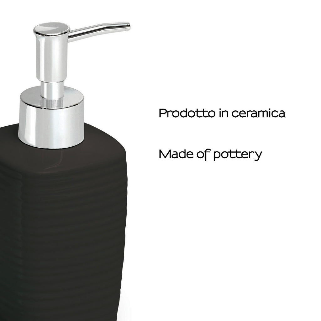 Dosasapone in ceramica con erogatore cromato Gedy serie Kelly - Nero