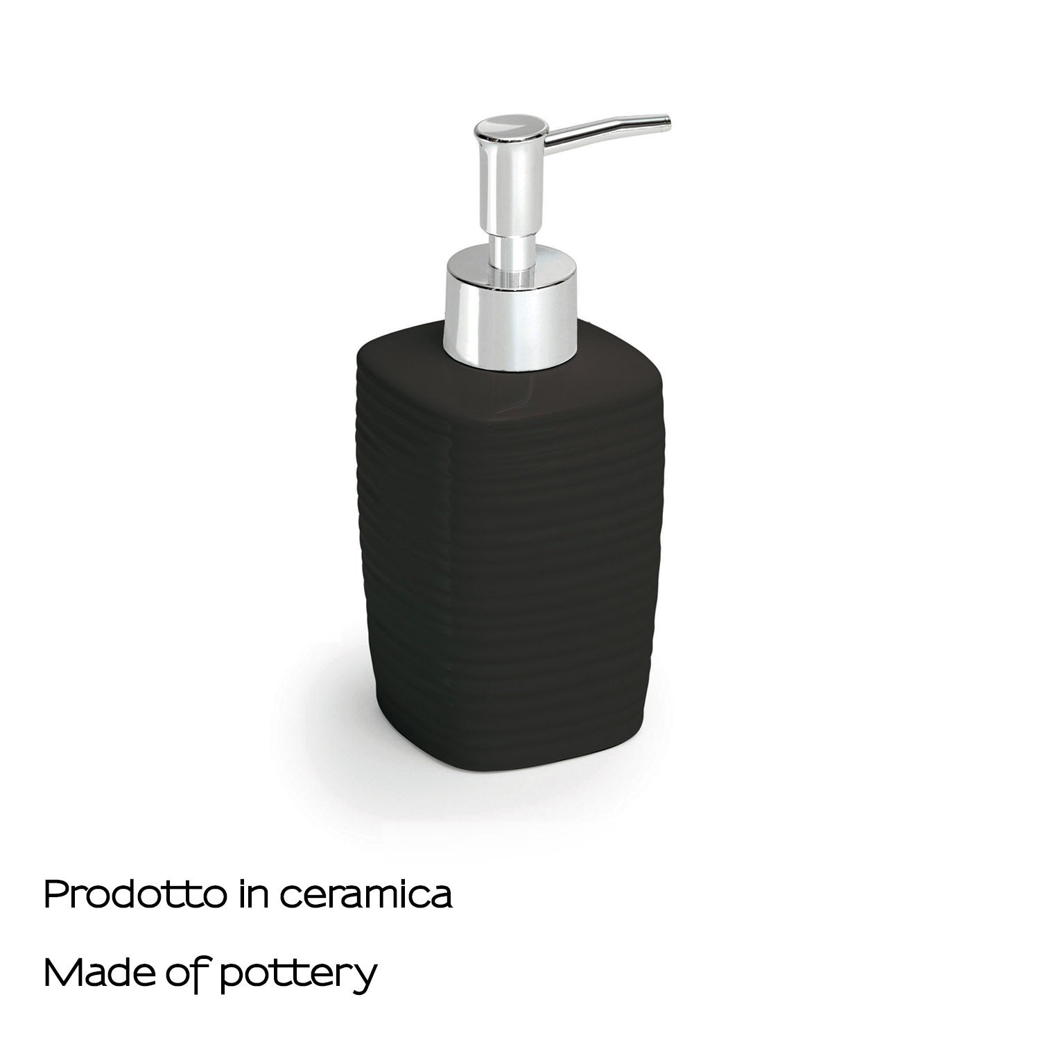 Dosasapone in ceramica con erogatore cromato Gedy serie Kelly - Nero