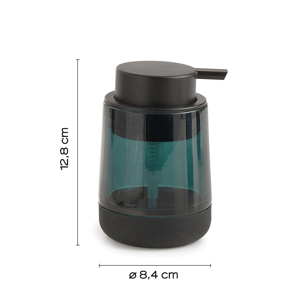 Dispenser sapone in vetro con erogatore in plastica nera Gedy serie Nicole - Verde