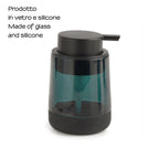 Dispenser sapone in vetro con erogatore in plastica nera Gedy serie Nicole - Verde