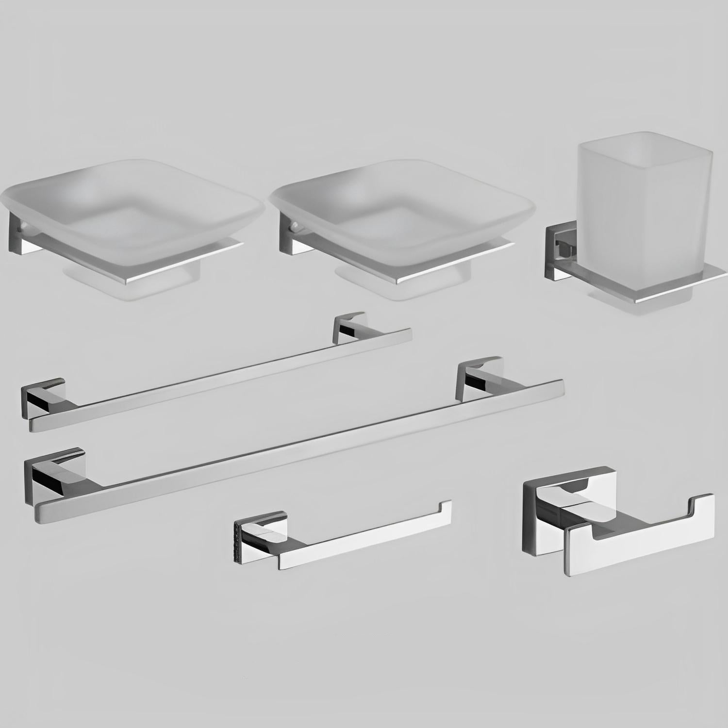 Set 7 accessori a muro BathCore serie Giulia - Cromato